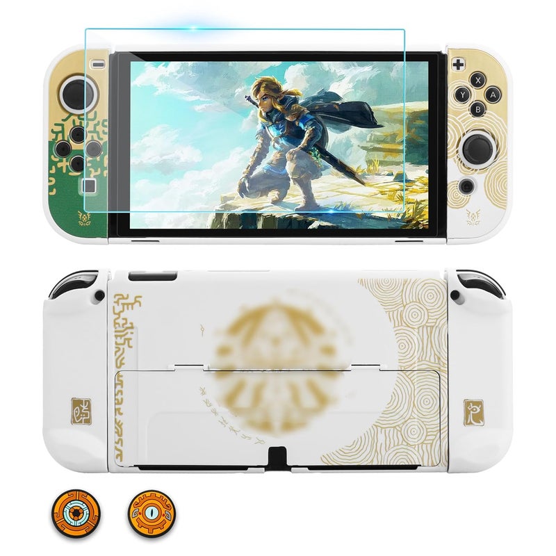 GLDRAM Theme for Zelda Protective Case Compatible with Nintendo Switch OLED, Anti-Scratch Accessories Bundle for Tears of the Kingdom with Dockable Switch OLED Skin Cover, Screen Protector & Thumb Cap - Image 1